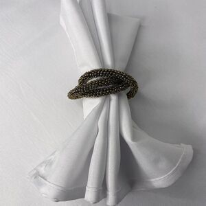Gold Beaded Napkin Rings Set‎ Of 4 Napkin Holders Elegant Holiday, Dinner Party